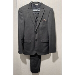 Mens Lineage 2 Piece Suit Jacket 38S and Pants 30 x 28 Charcoal Gray Stretch